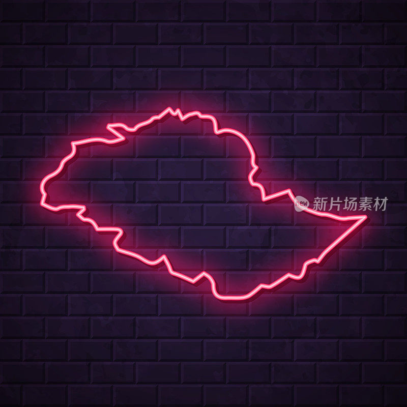 吉尔吉特-巴尔蒂斯坦地图-砖墙背景上闪烁的霓虹灯