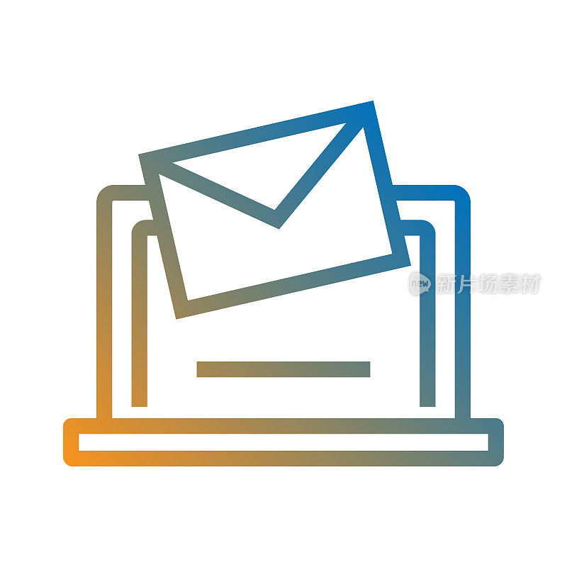 电子邮件营销线图标，轮廓向量符号