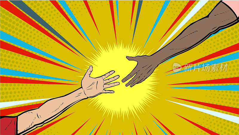 矢量复古波普艺术肌肉帮助手股票插图