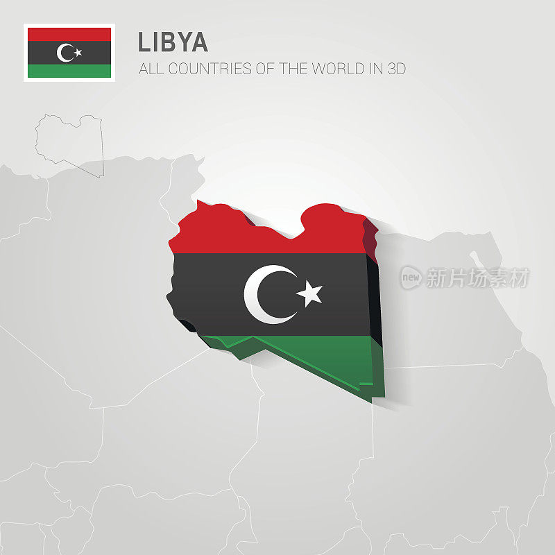 利比亚在灰色地图上。