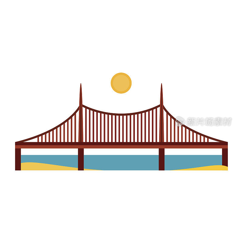 现代桥梁平面象形商业建筑城市城市旅游营销理念和时尚建筑设计建筑简单矢量插图