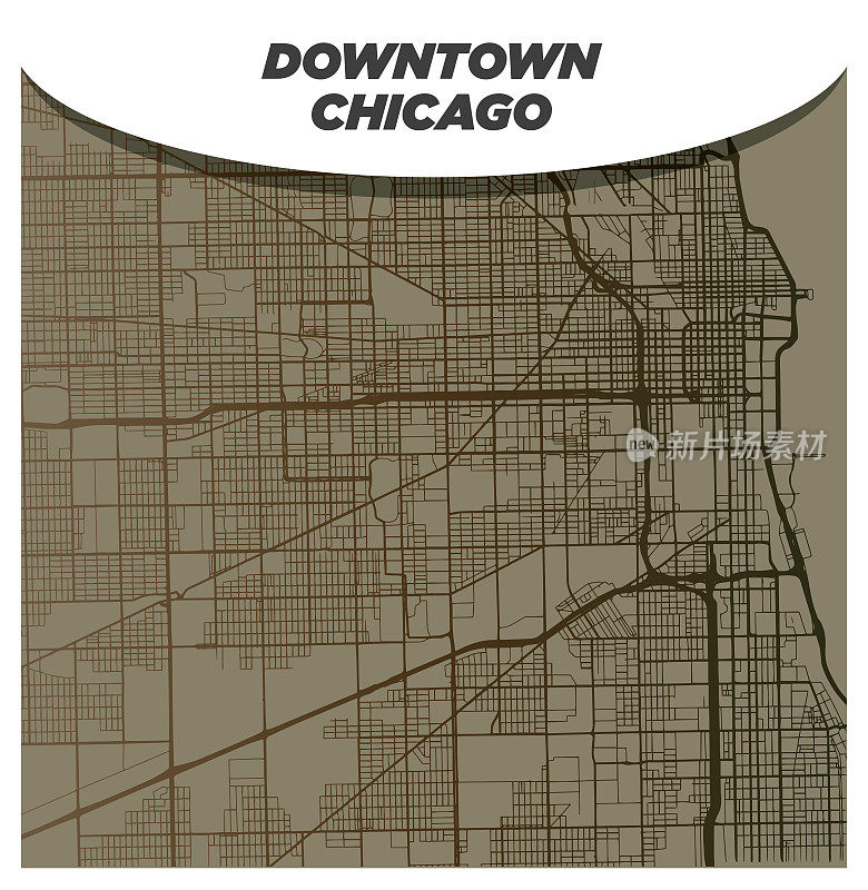 芝加哥市中心旧背景纹理复古街道地图