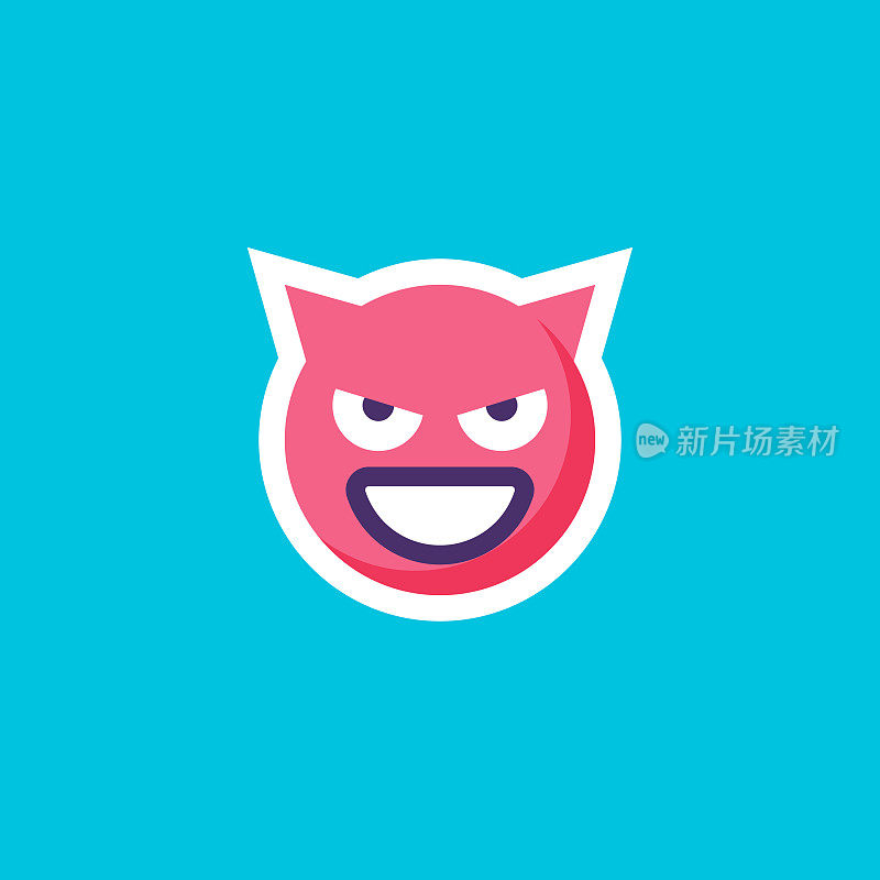 表情贴纸上的蓝色黑底平面设计