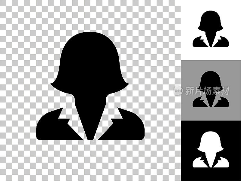 女性头部射击图标在棋盘透明背景