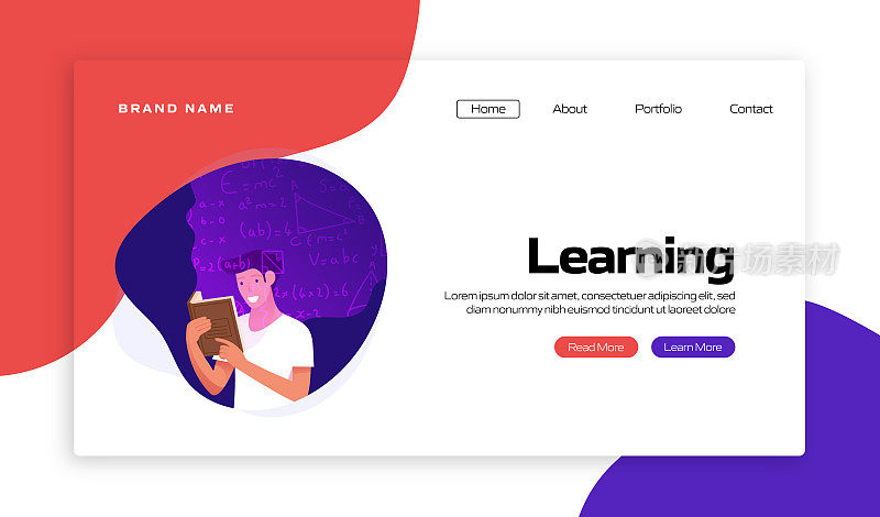 学习，阅读相关的矢量插图，登陆页模板，网站横幅，广告和营销材料，在线广告，商业演示等。