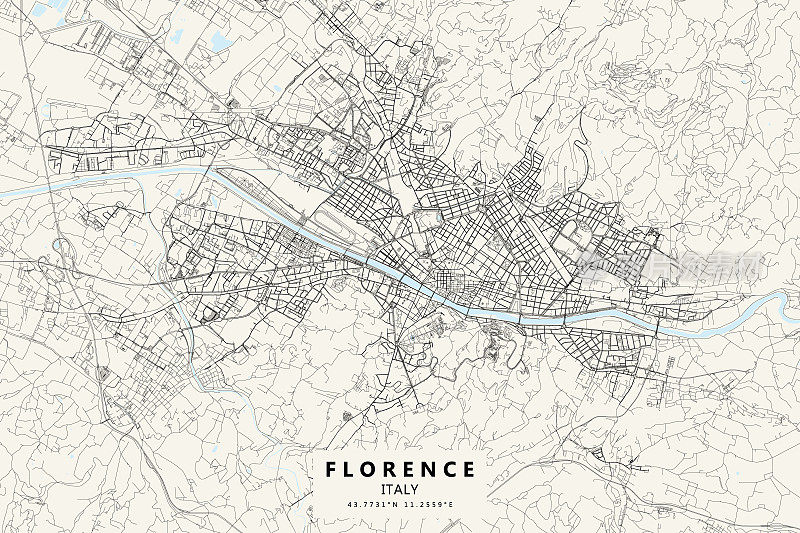 佛罗伦萨，意大利矢量地图