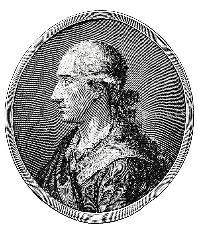 约翰・沃尔夫冈・冯・歌德年轻时,侧视