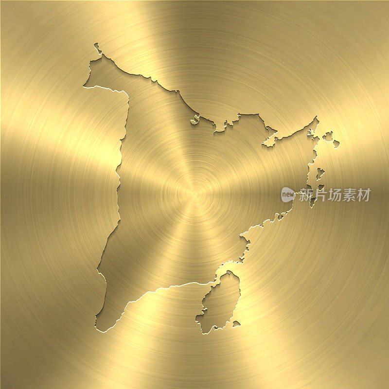 潘乃地图上的金色背景-圆形拉丝金属纹理