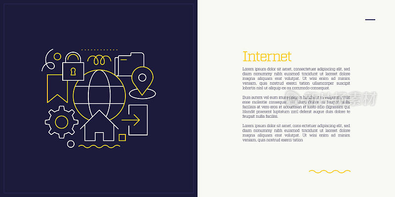 矢量集插图互联网概念。线条艺术风格的网页，横幅，海报，印刷等背景设计。矢量插图。