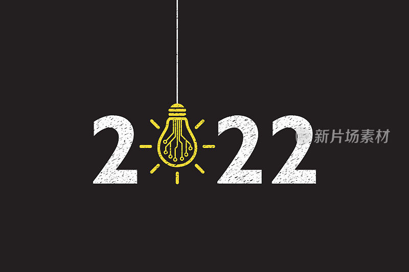 新的2022年想法概念的黑板背景