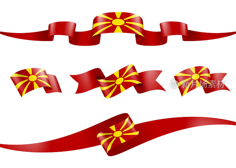 马其顿旗缎带集矢量股票插图
