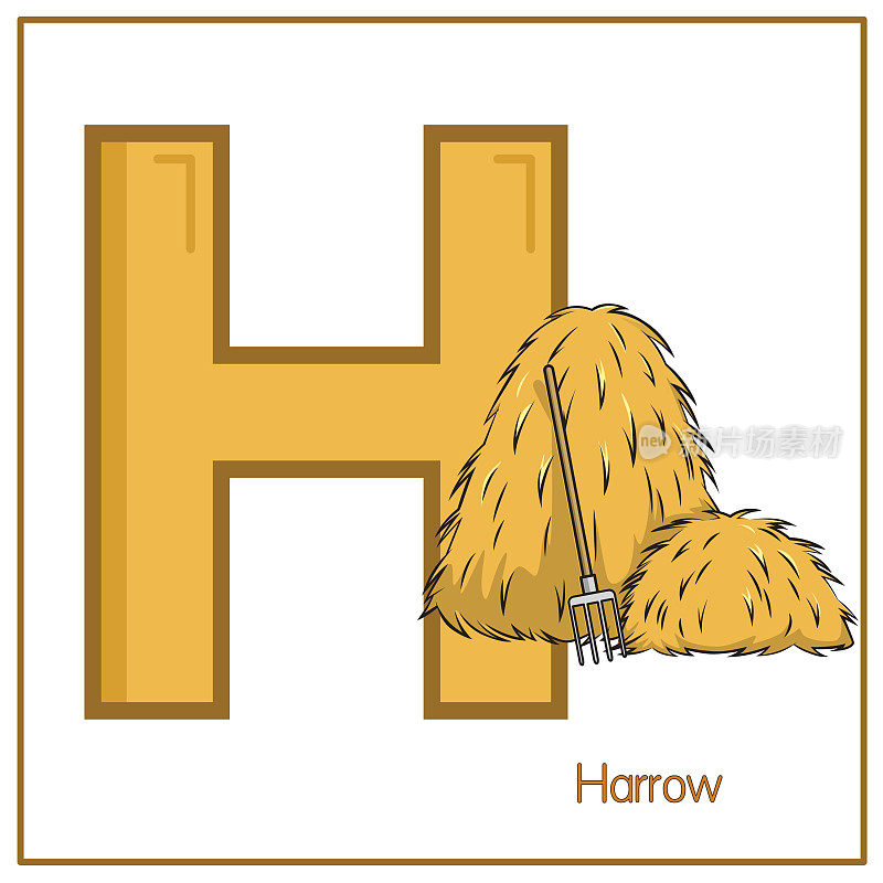 矢量插图的哈罗字母表字母H大写字母为孩子学习实践ABC