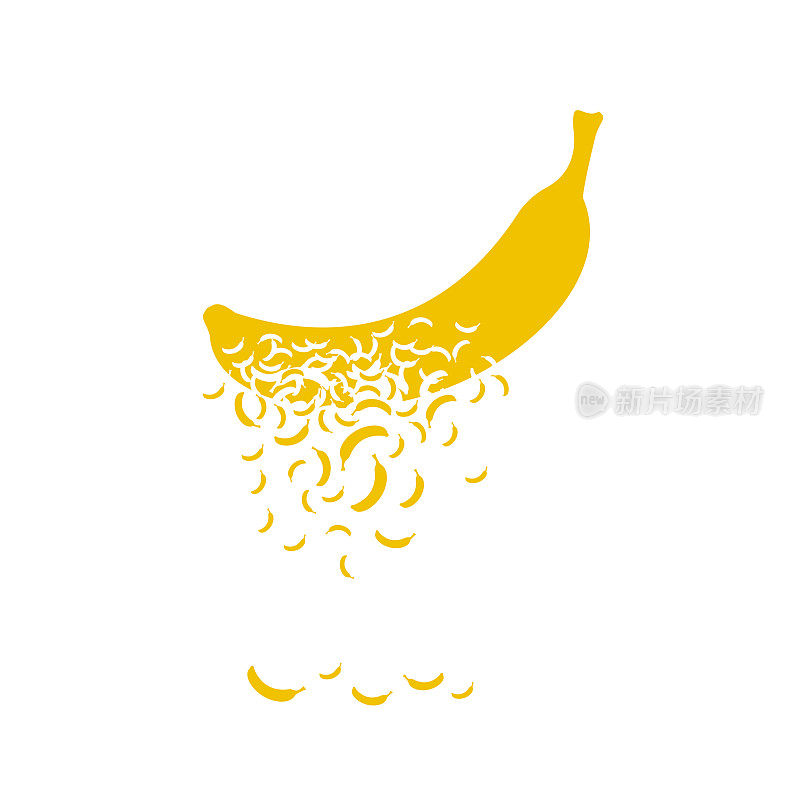 香蕉融化成一团小香蕉。破坏效应。扩散