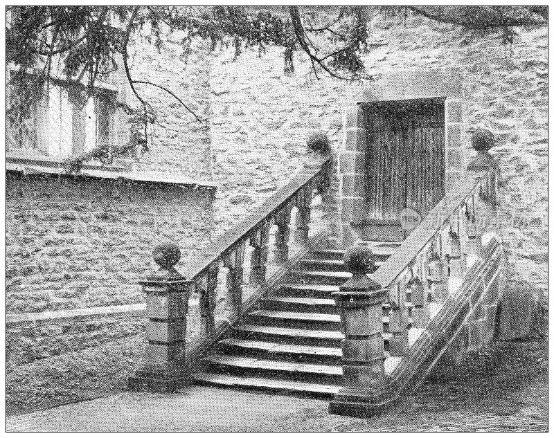 英国古旧的旅行照片:哈顿大厅，多萝西弗农的台阶