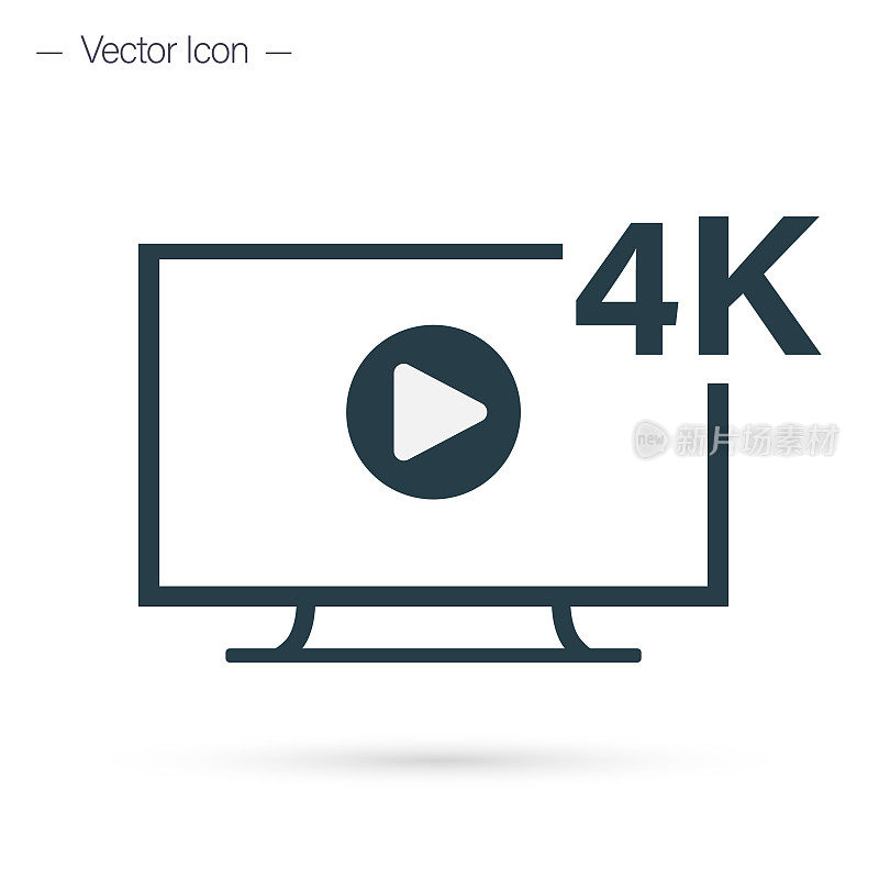 4k超高清屏幕电视图标。孤立的矢量图