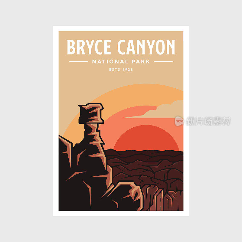 布莱斯峡谷国家公园海报矢量插图设计