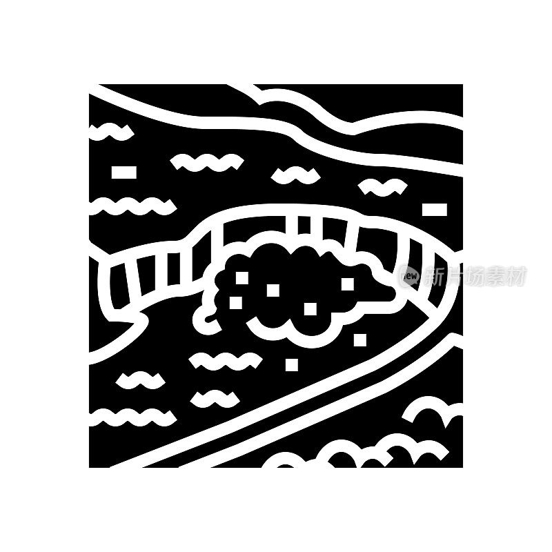 尼亚加拉瀑布字形图标矢量插图