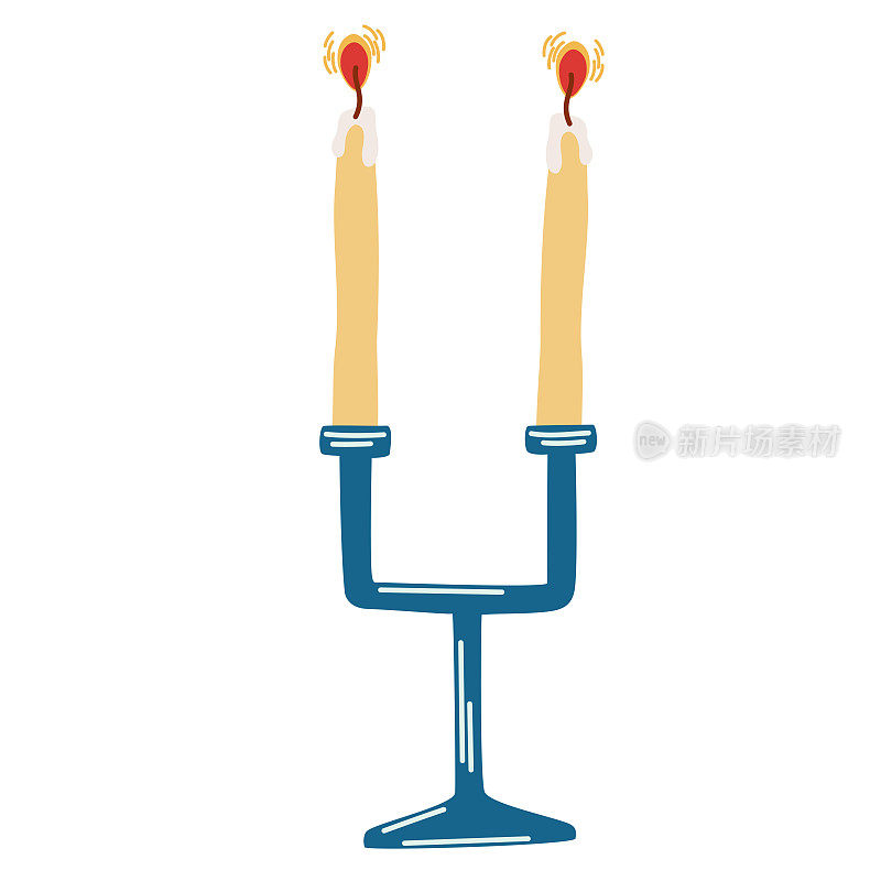 蜡烛。装饰蜡烛，用于放松，室内装饰，假日和圣诞节。蜡烛。手绘矢量插图孤立在白色背景上。