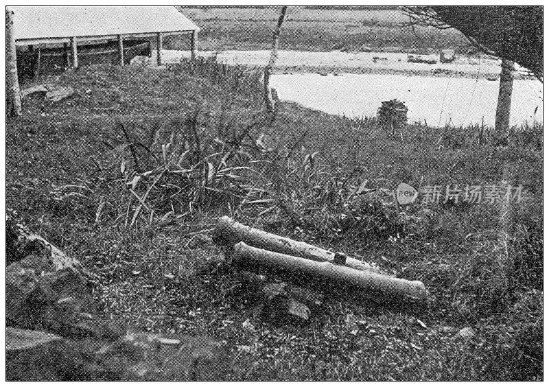 古老的形象:法国大炮被遗弃在海滩上