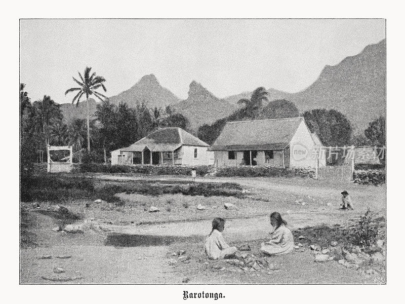 库克群岛拉罗汤加岛的历史观点，半色调印刷，1899年出版