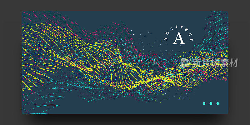 波背景。抽象矢量插图。3d技术风格。插图与点。