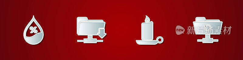 设置水滴百分比，FTP文件夹下载，在烛台燃烧蜡烛和同步刷新图标。向量