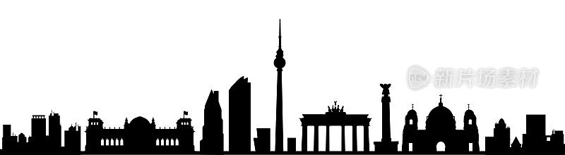 柏林城市轮廓与塔楼，柏林天际线-股票矢量