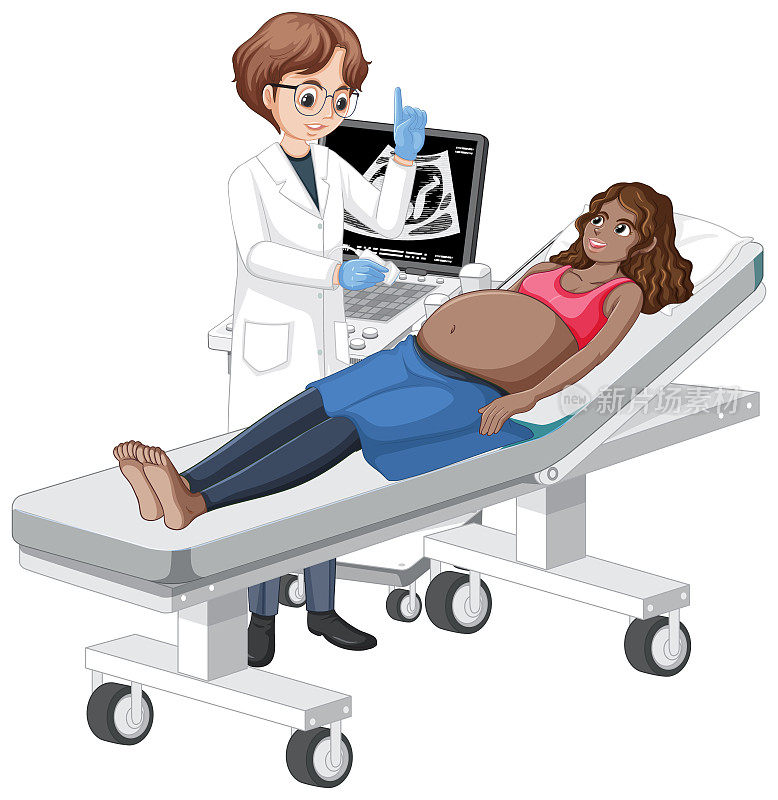 医生为孕妇做超声波扫描