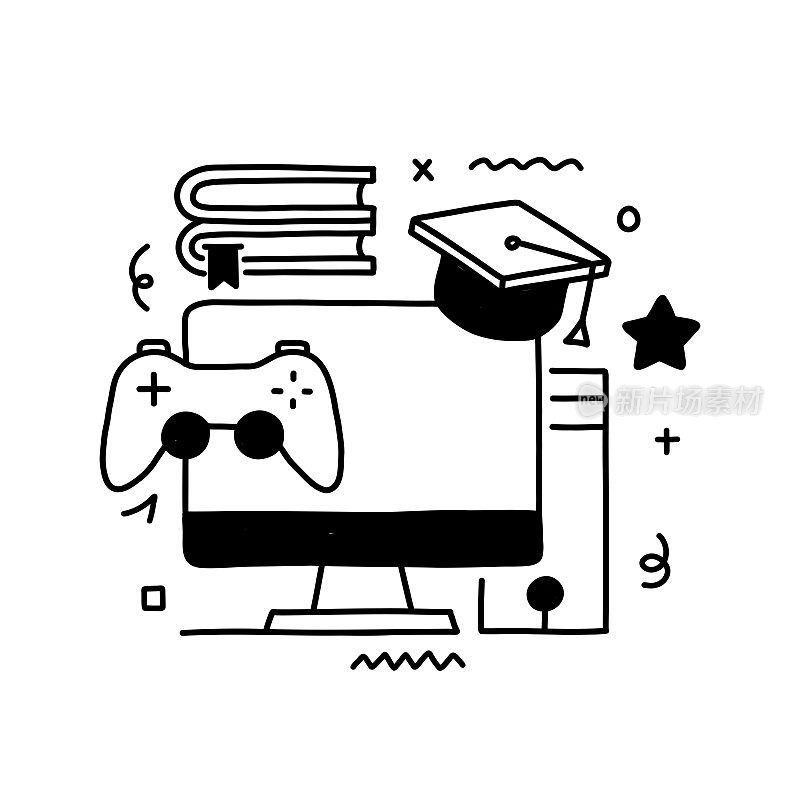 教育游戏相关概念矢量插图。游戏化，电子学习，创意，休闲游戏。
