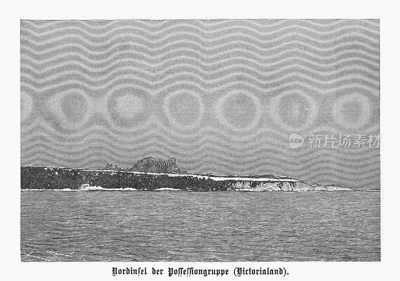 收藏群岛，维多利亚地，东南极洲，木版画，1899年出版