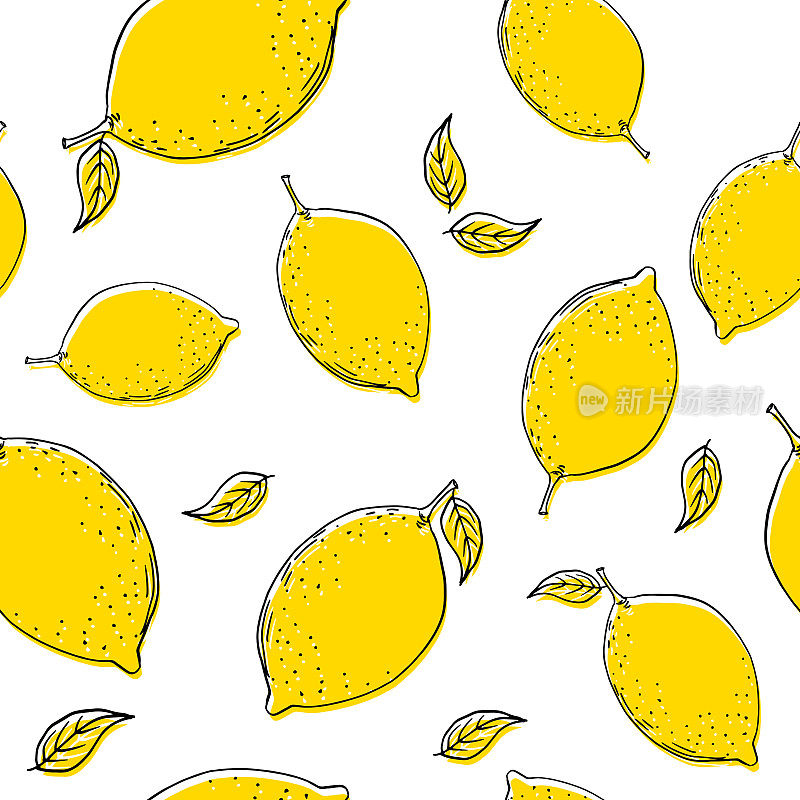无缝模式的涂鸦柠檬