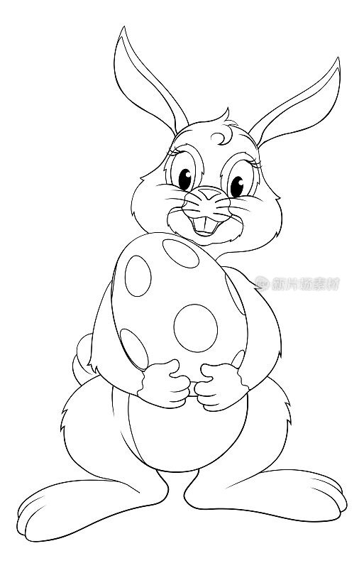 复活节兔子卡通兔子与巨大的蛋