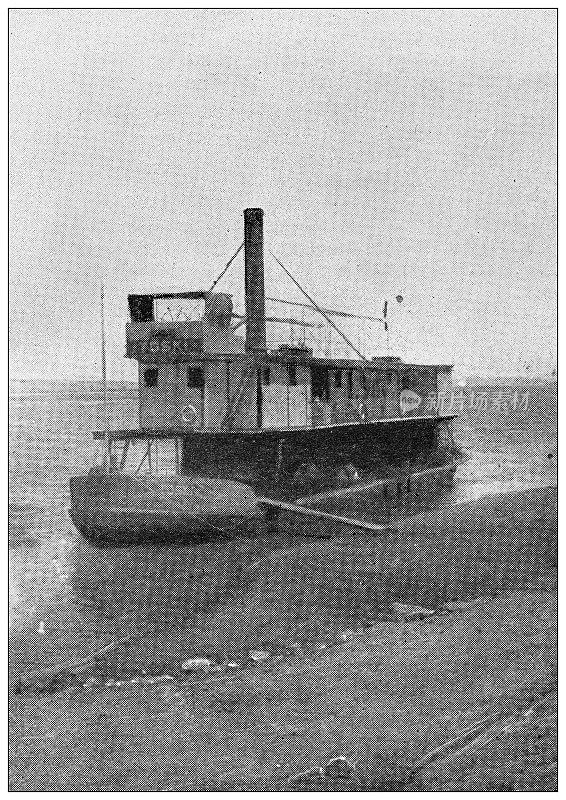 来自英国杂志的古董图片:苏丹前进，尼罗河轮船