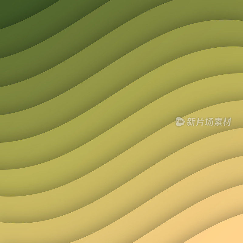 绿色抽象波浪形状-剪纸背景-新潮的3D设计