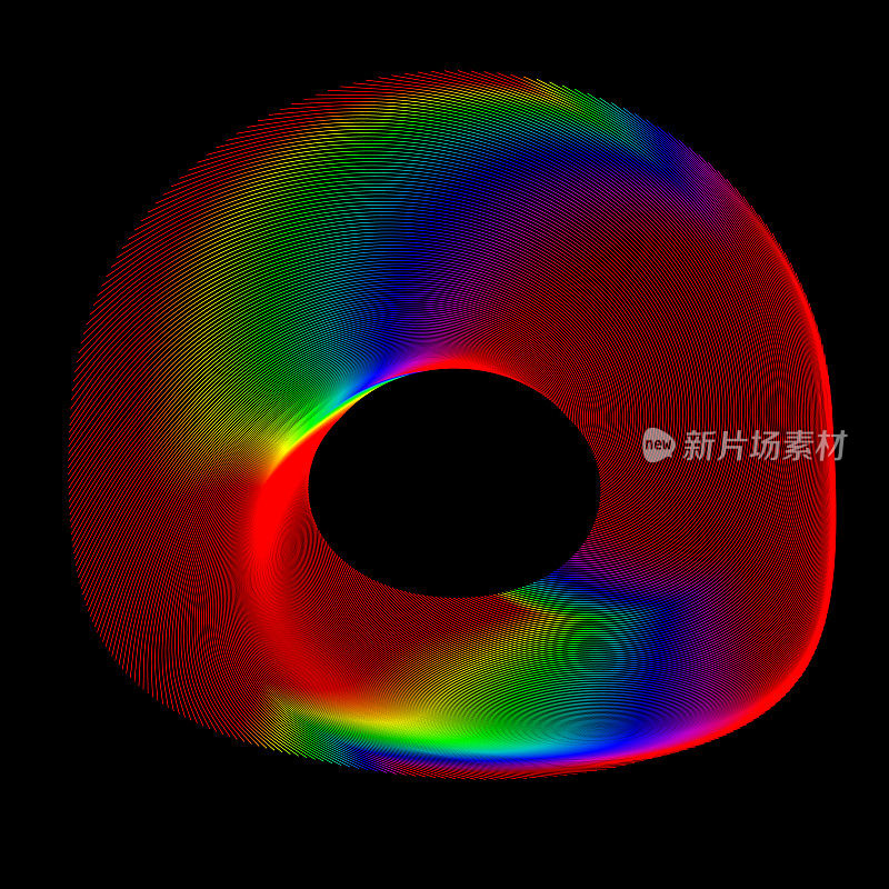 动态和丰富多彩的3D线条艺术形成不规则的形状，体现了充满活力的数字创意。