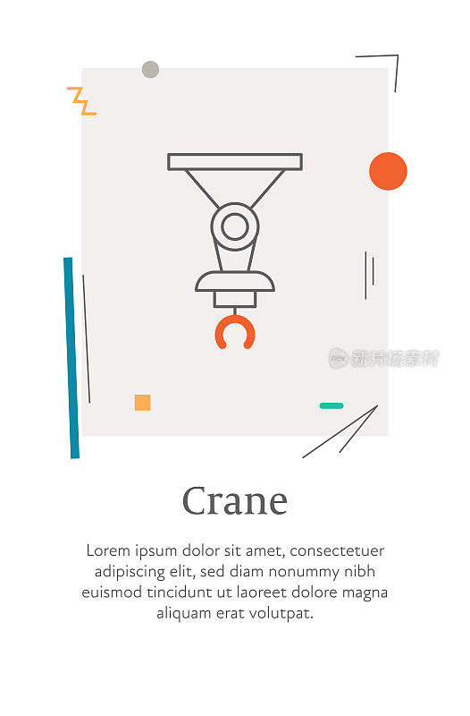 起重机图标与可编辑的笔画，放置在一个样式垂直网页横幅。