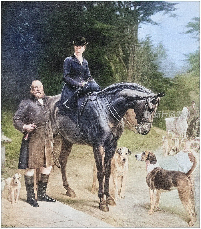 古董绘画照片:哈林顿伯爵和伯爵夫人