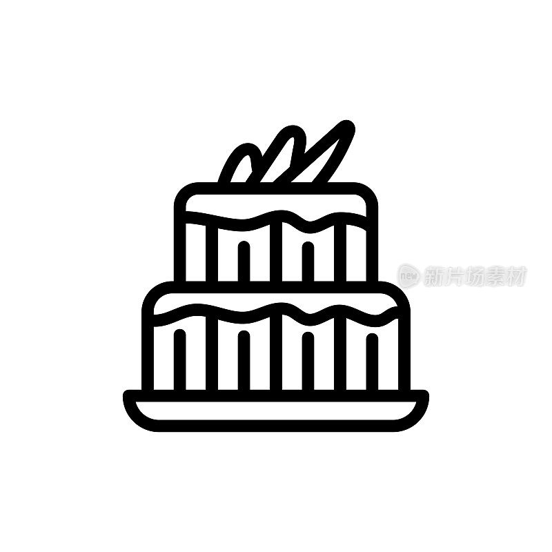 生日蛋糕线图标。糖果，糖，巧克力，面包店，派对。