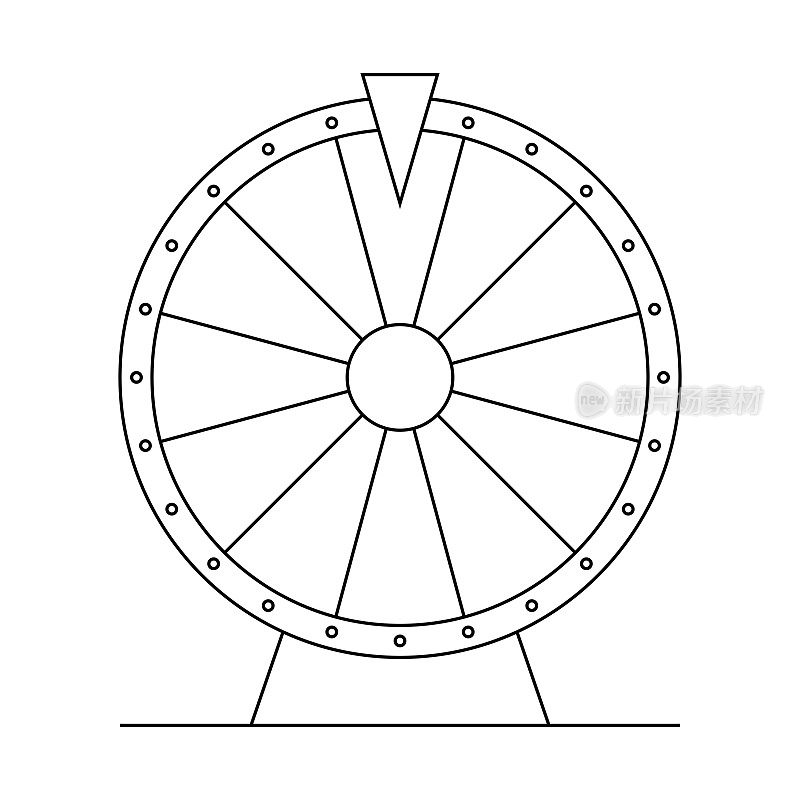 旋转财富车轮矢量插图。幸运，在线促销活动，赌场，奖品。