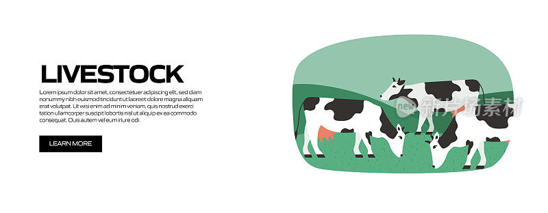 家畜，农业概念矢量插图网站横幅，广告和营销材料，在线广告，业务演示等。