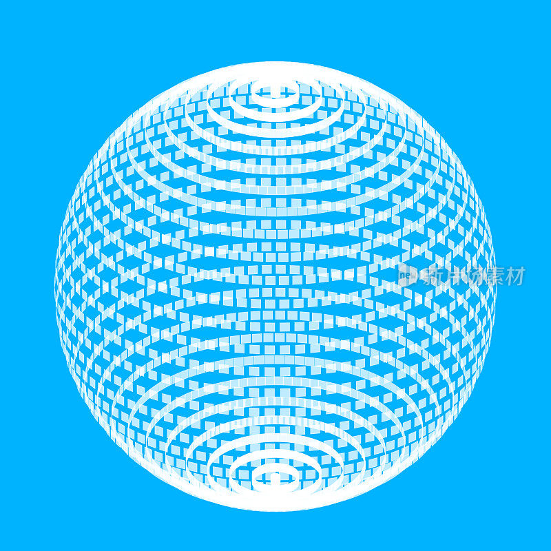 抽象球面三维形状的透明方块与透视