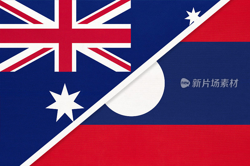澳大利亚和老挝国旗象征纺织品。