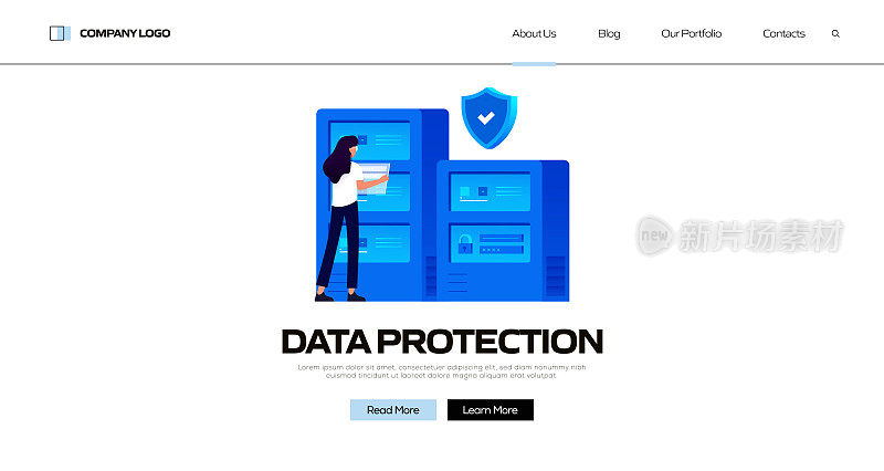 数据保护概念矢量插图的登陆页模板，网站横幅，广告和营销材料，在线广告，业务演示等。