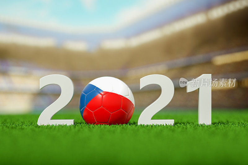 2021年，捷克共和国在草地上踢球
