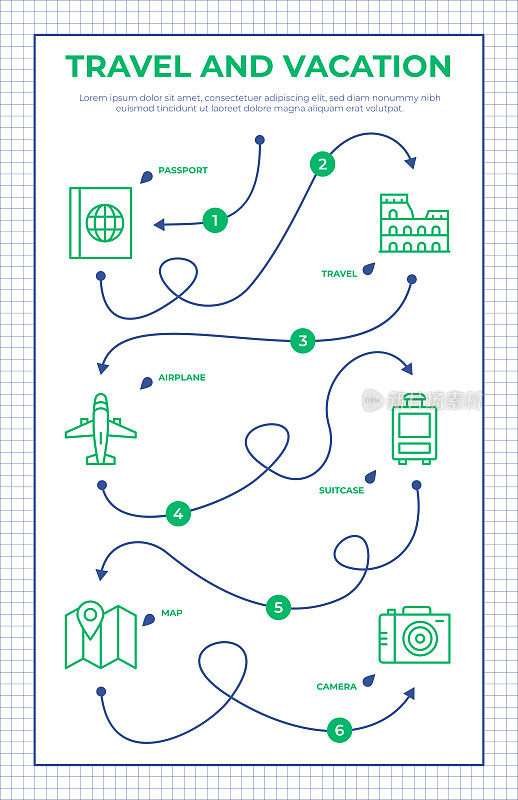 旅行和假期路线图信息图表模板