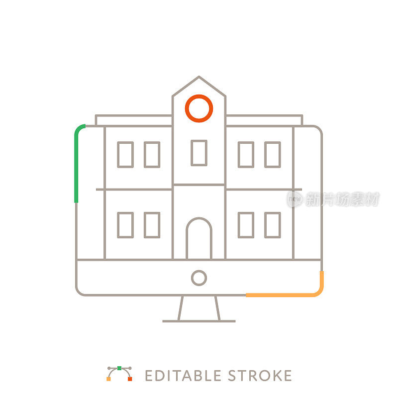 在线大学多色线图标与可编辑的Stroke