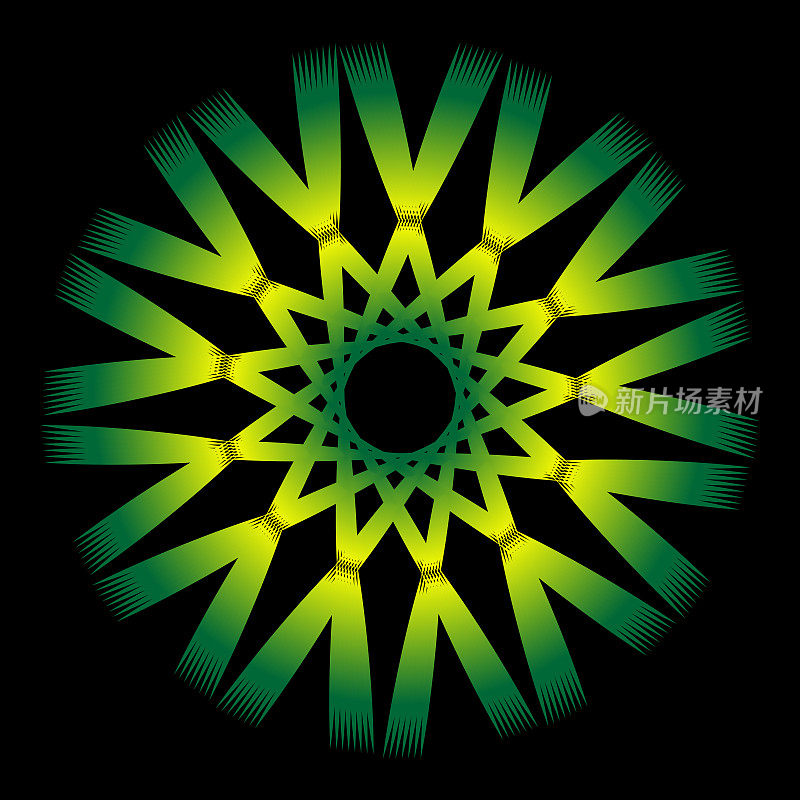 复古风格的螺旋体抽象圆圈包裹在绿色黄色