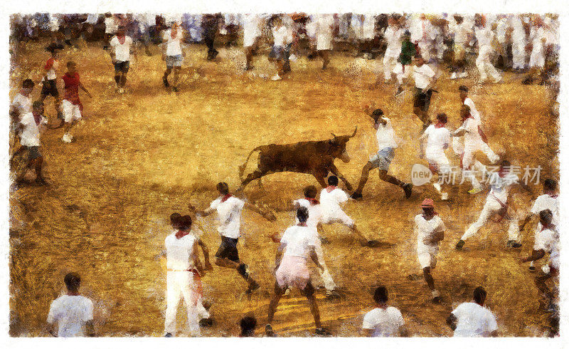 西班牙潘普洛纳的公牛传统――数字操纵