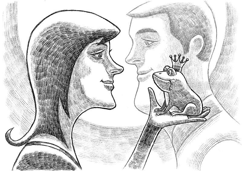 女孩遇到青蛙王子，想着男友画