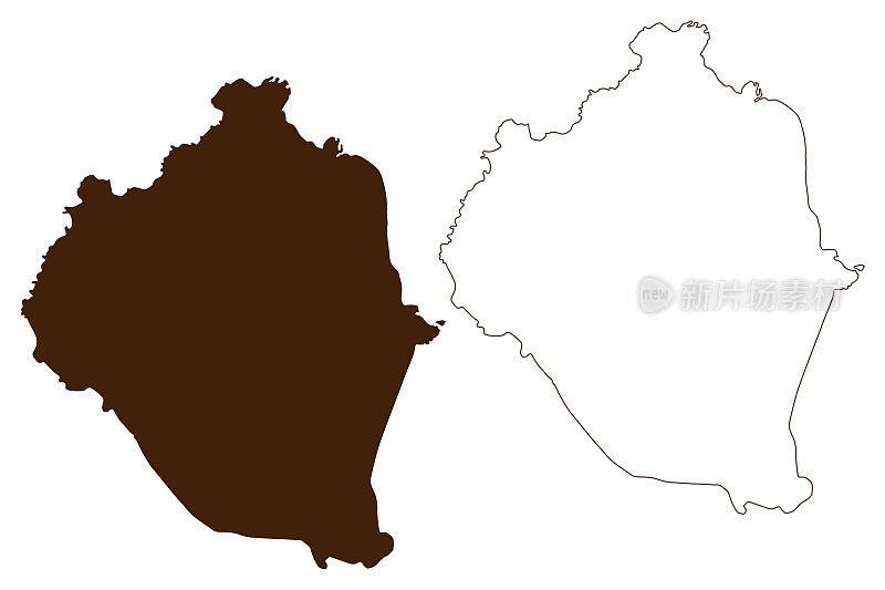 萨里根岛(北马里亚纳群岛联邦，太平洋，美国，美国)地图矢量插图，潦草素描萨里根地图